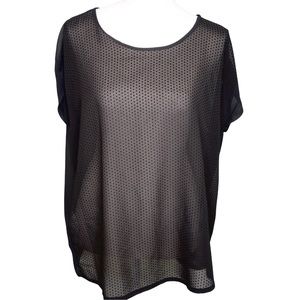 NWT MNG By Mango Black Sheer Dotted Top Size XL